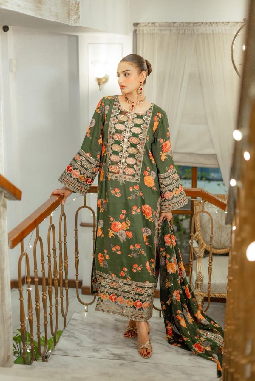 Aneela's Collection Lawn Green LS 8023