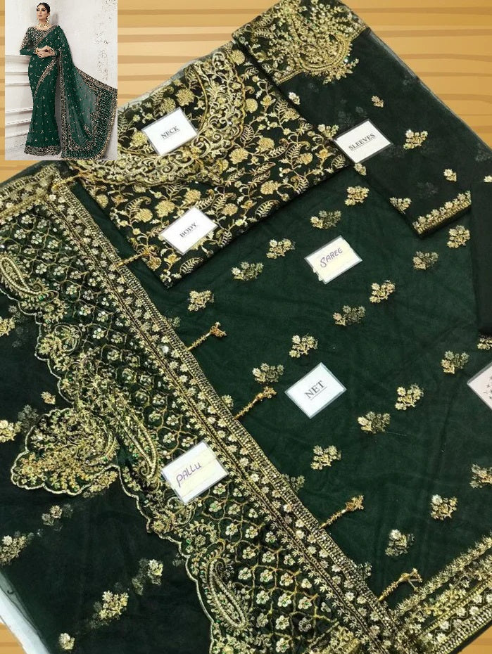 Maria B Saree Exclusive Green SR 5013