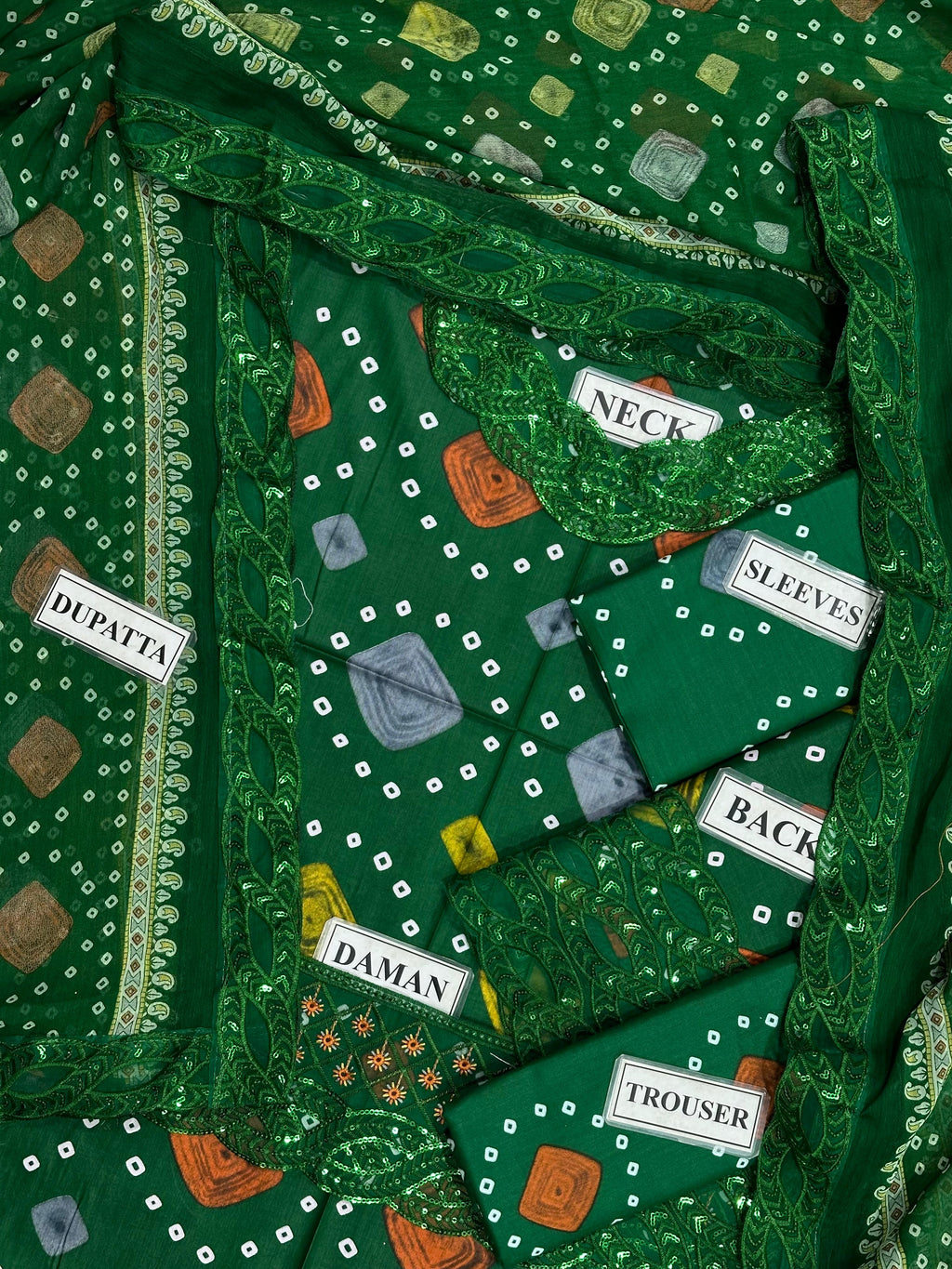 Aneelas Chunri Lawn Dress Green LS 8021