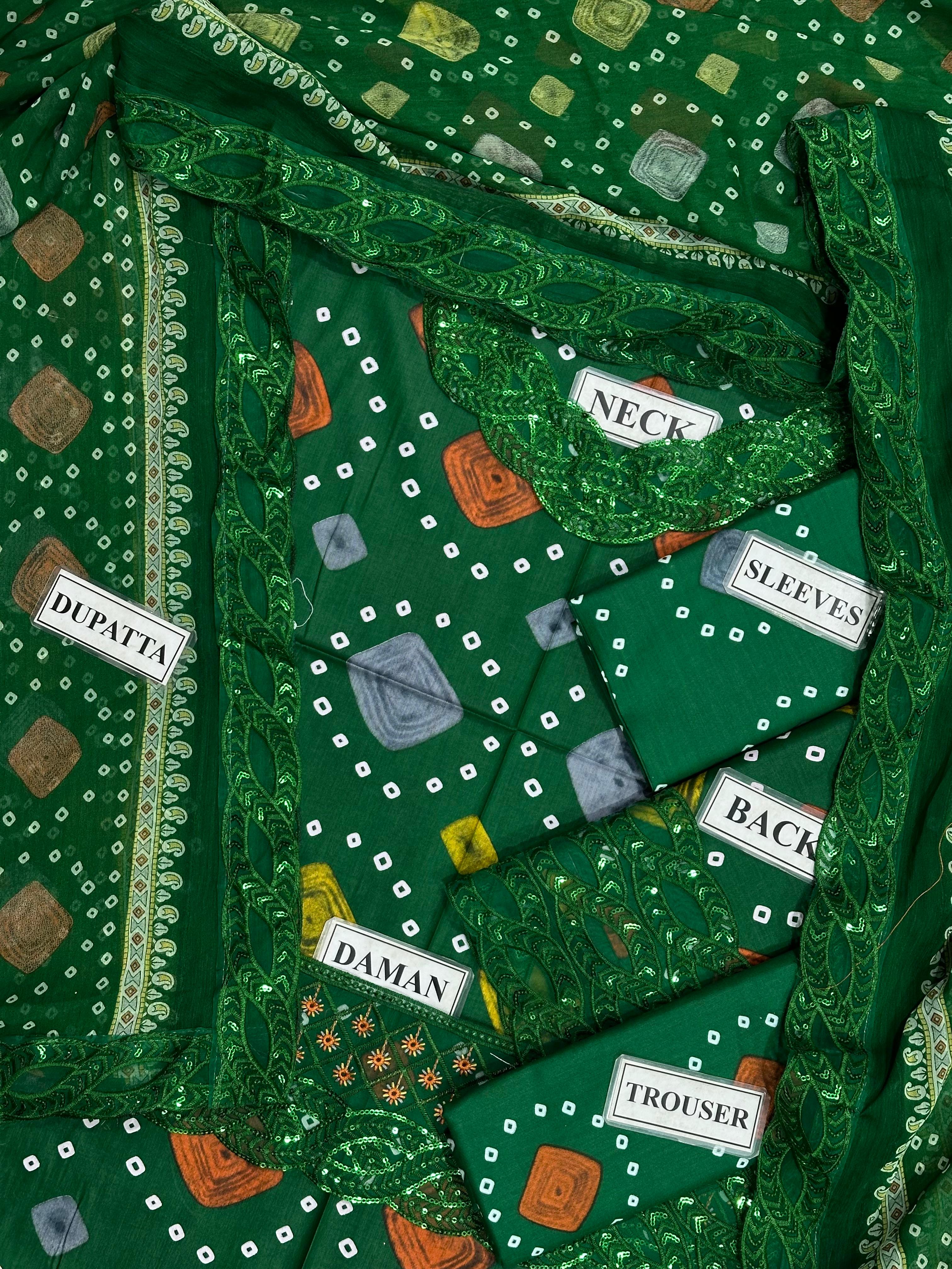 Aneelas Chunri Lawn Dress Green LS 8021