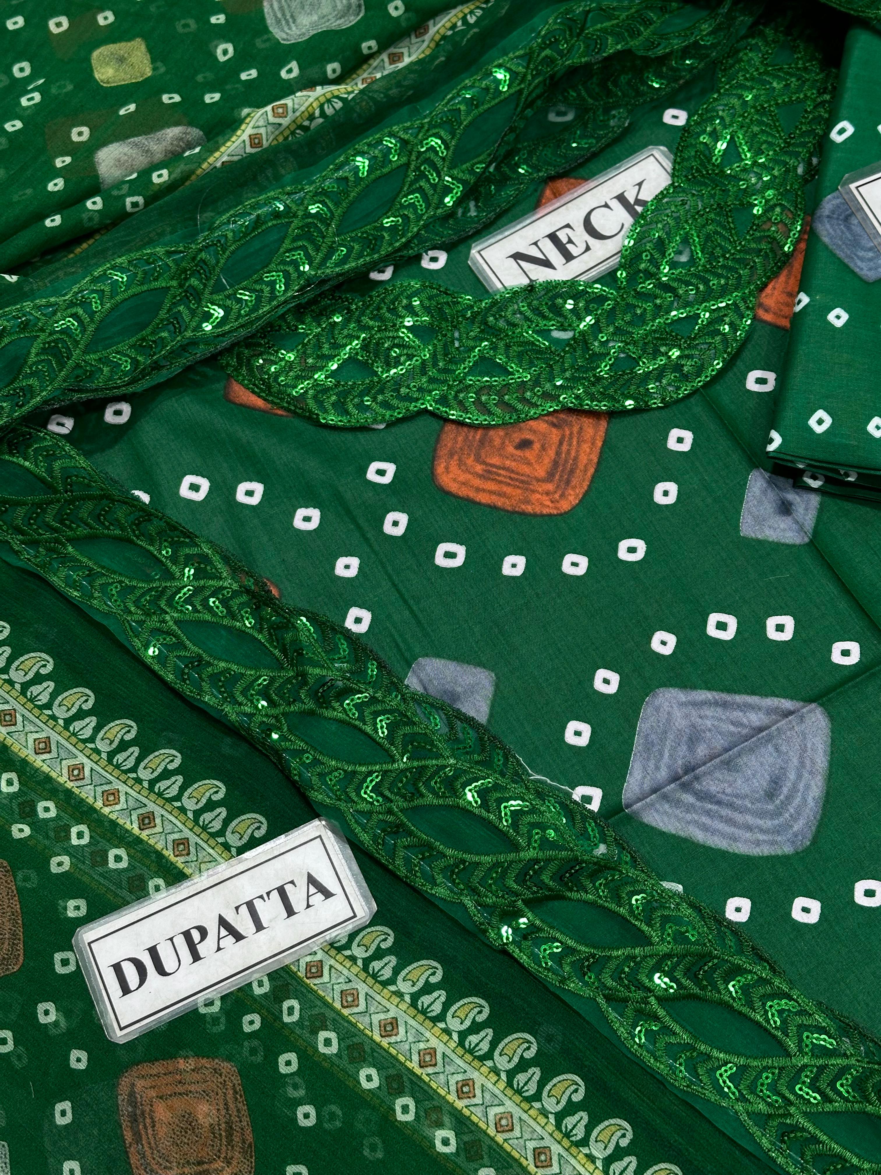 Aneelas Chunri Lawn Dress Green LS 8021