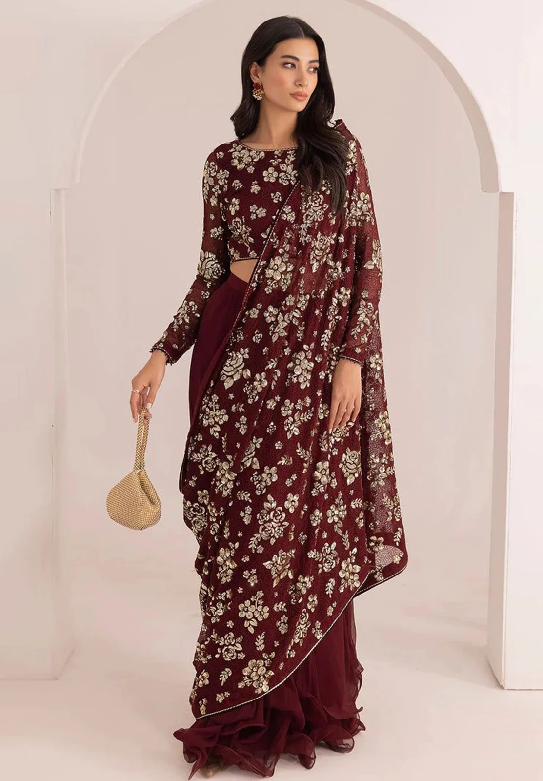 Jazmin Embroidered Chiffon Saree SR 5043m