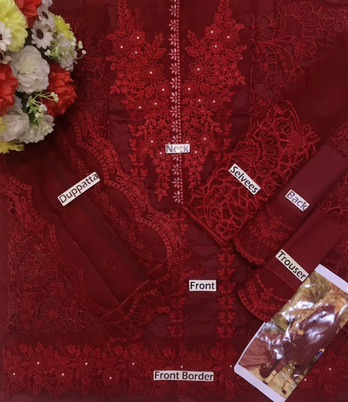 Maria B New Mehroon 3d Work Luxury Premium Chikankari SK 7012