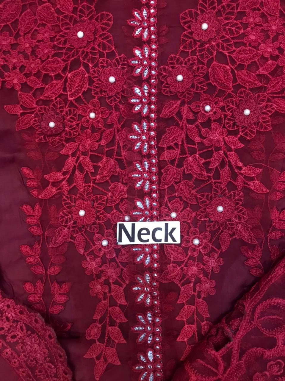 Maria B New Mehroon 3d Work Luxury Premium Chikankari SK 7012