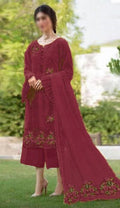 Zarqash chikankari Unstitched Mehroon SK 7011