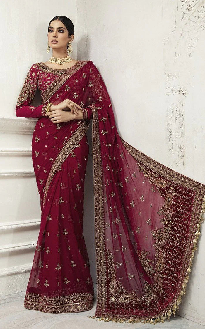 Maria B Saree Exclusive Mehroon SR 5013