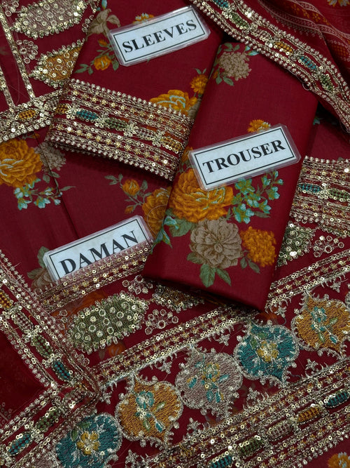 Aneela's Collection Lawn LS 8023 Maroon