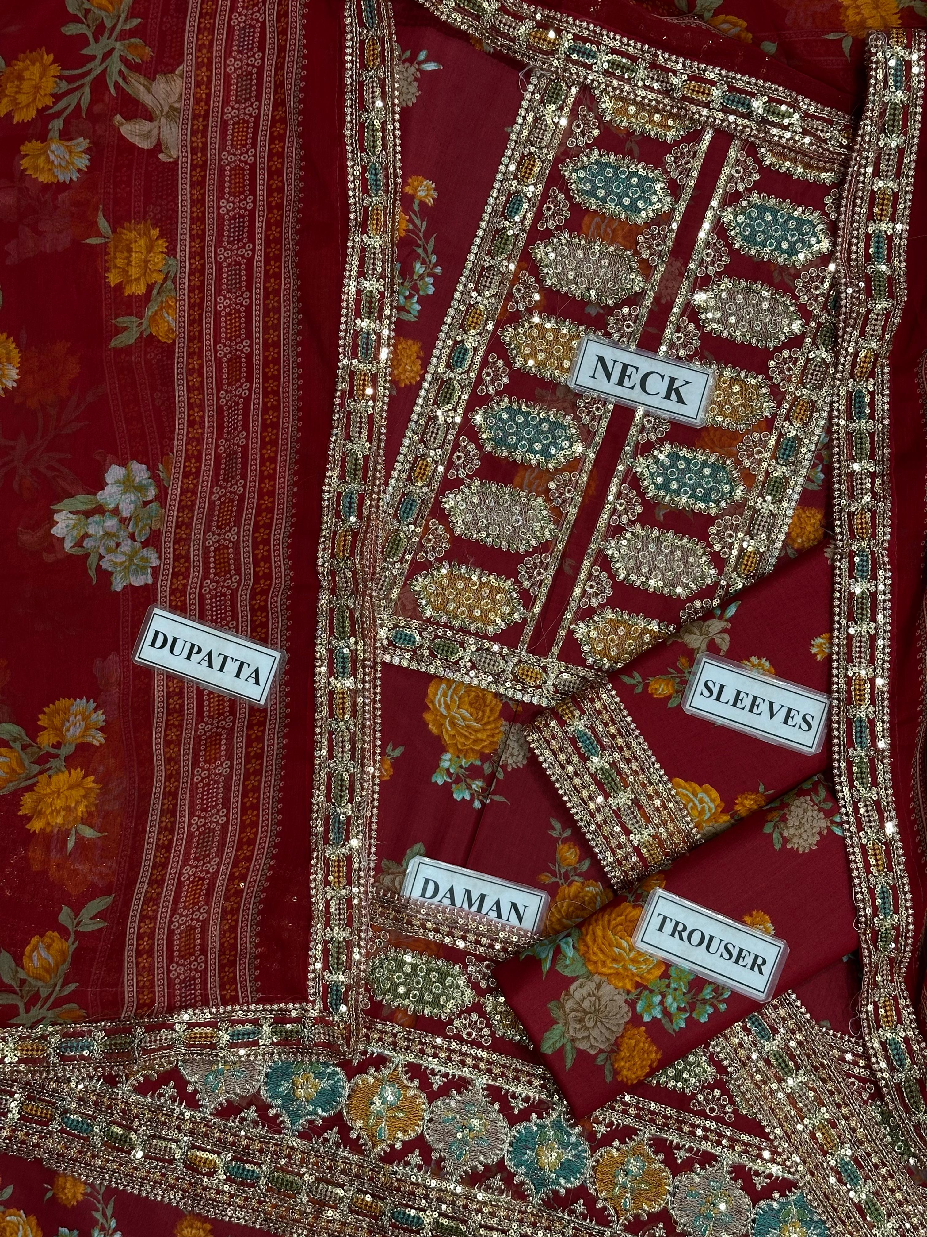 Aneela's Collection Lawn LS 8023 Maroon