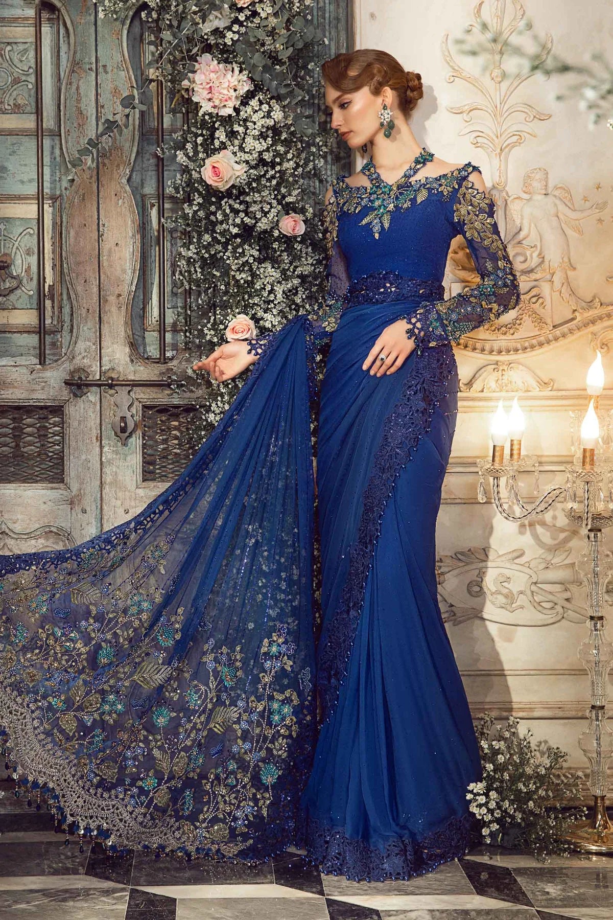 Maria.B Mbroidered Saree Luxury Formal Collection SR 5015