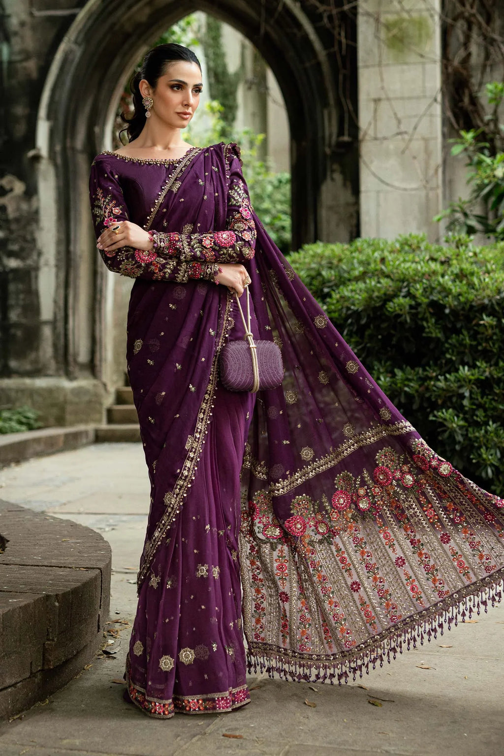 Maria.B Soiree Embroidered Chiffon Saree SR 5027
