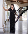Black Soft Net Sequence Work Saree