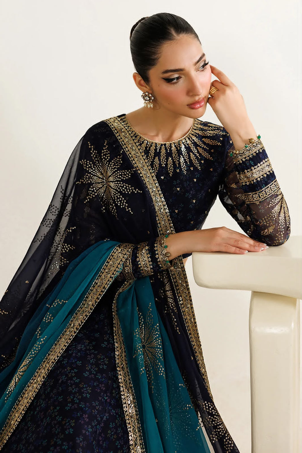 Jazmin New printed chiffon Embroidered Maxi MX 6024