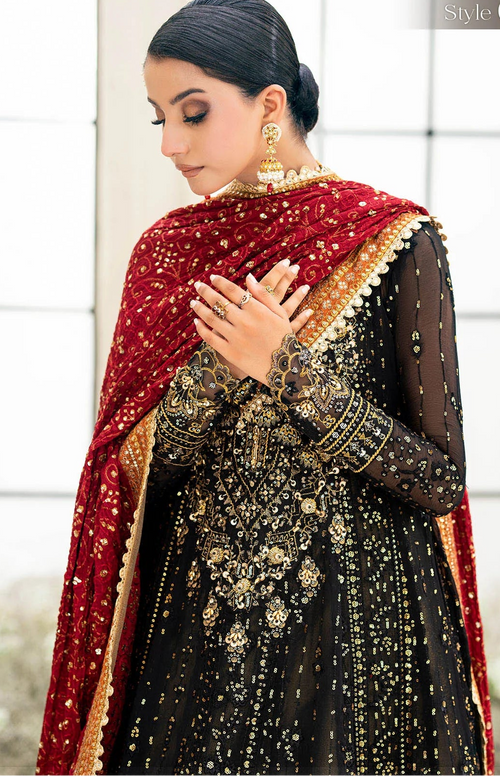 AIK Atelier Black Bridal Collection Chiffon Dress MX 6018