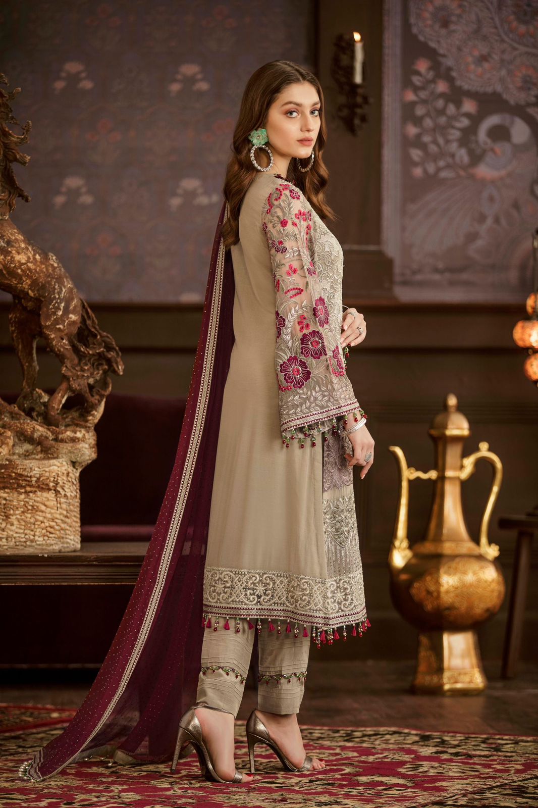 Flossie Chiffon Embroidered Suit SK 7083