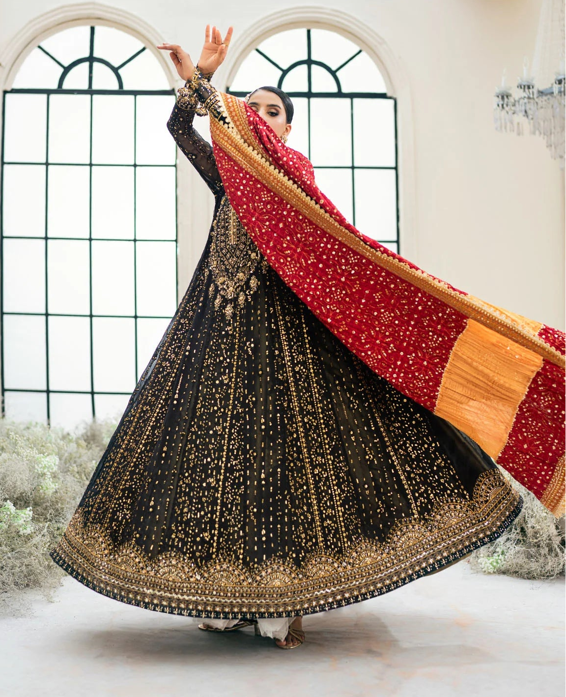 AIK Atelier Black Bridal Collection Chiffon Dress MX 6018