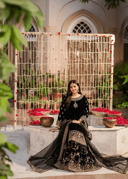 Haseen's Chiffon Embroidered Dress With Chiffon Dupatta SK 7077