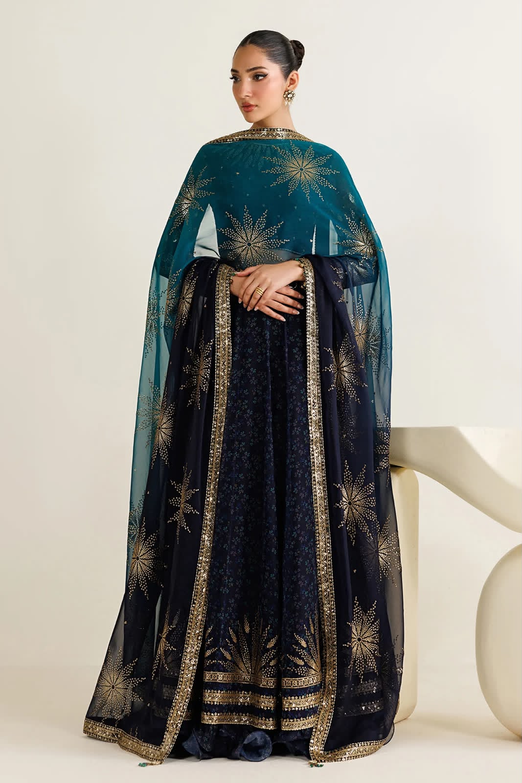 Jazmin New printed chiffon Embroidered Maxi MX 6024