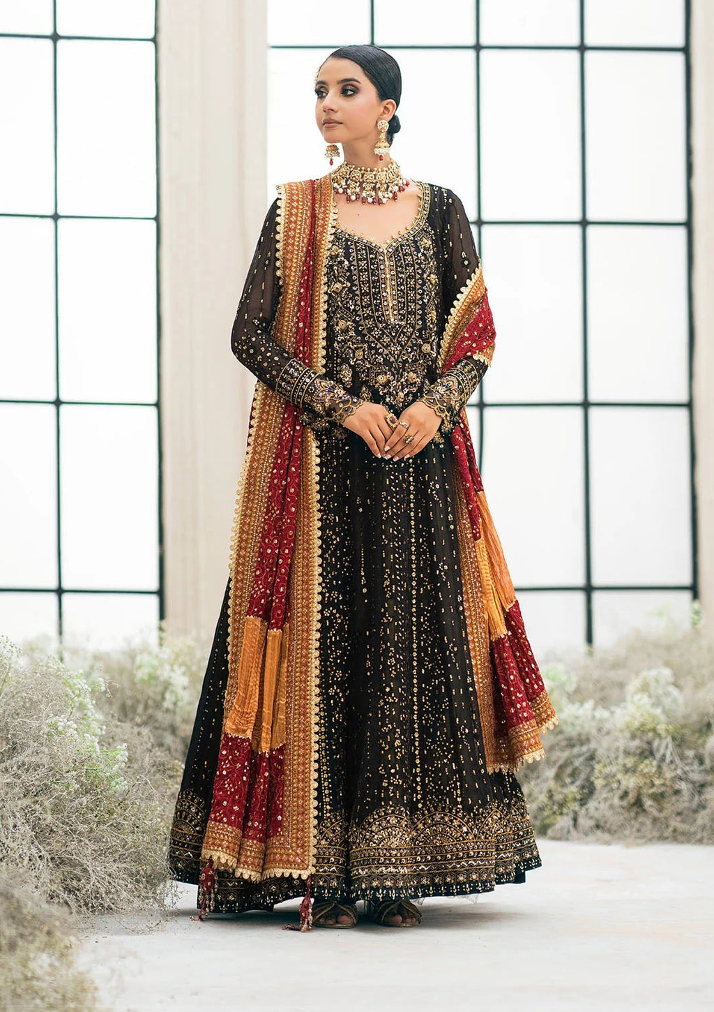 AIK Atelier Black Bridal Collection Chiffon Dress MX 6018