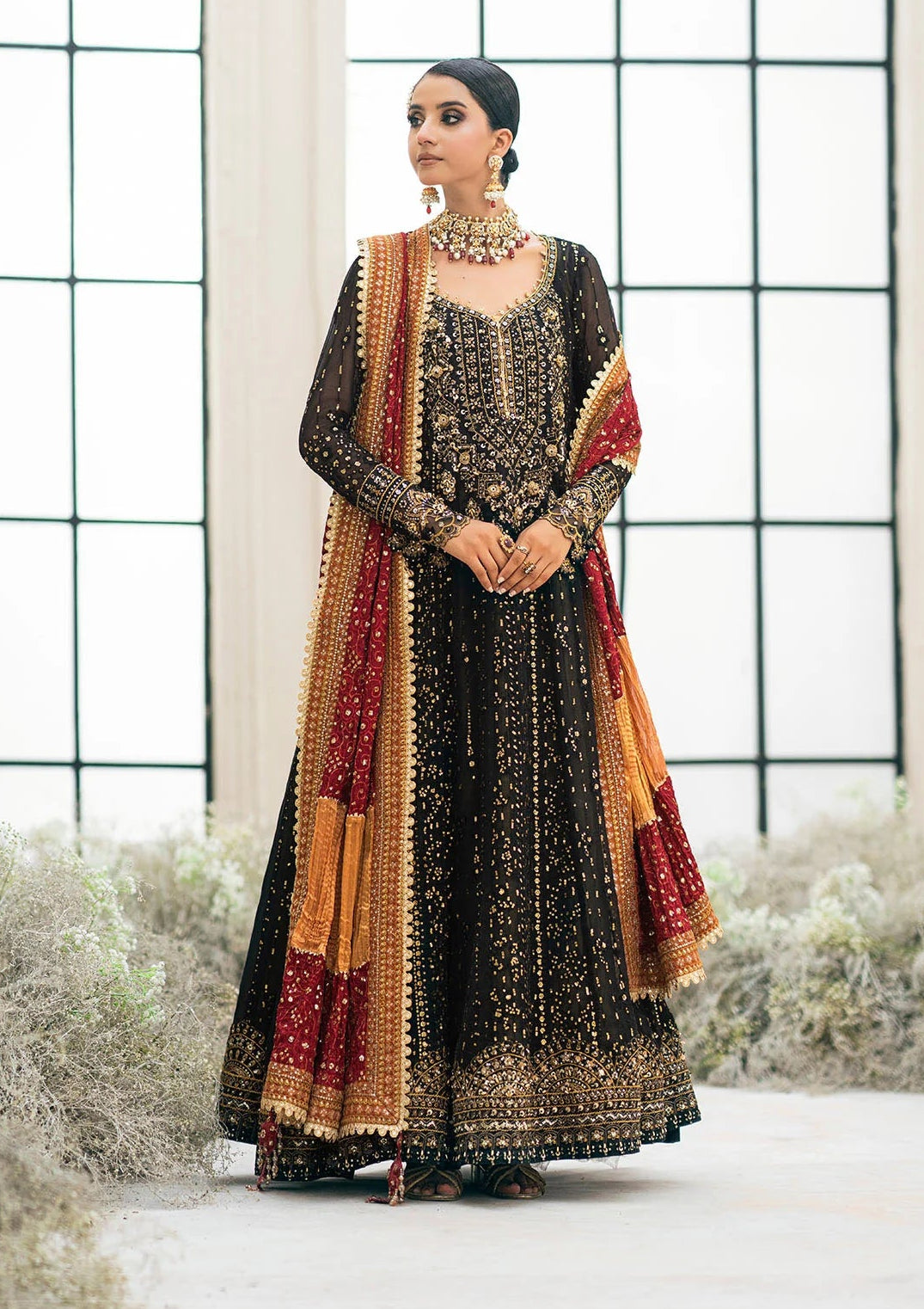 AIK Atelier Black Bridal Collection Chiffon Dress MX 6018