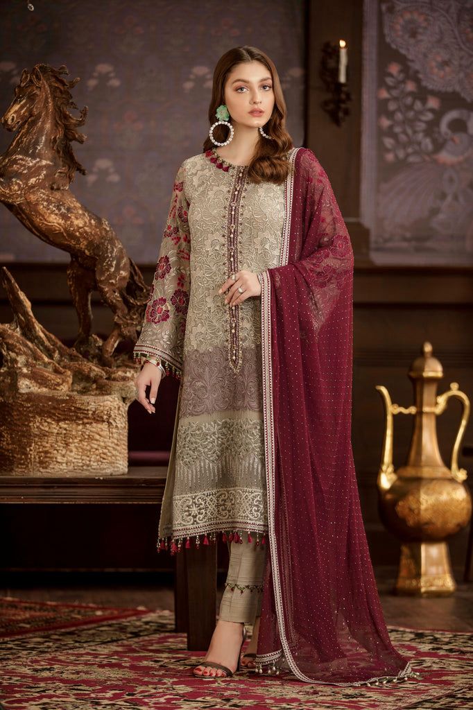 Flossie Chiffon Embroidered Suit SK 7083