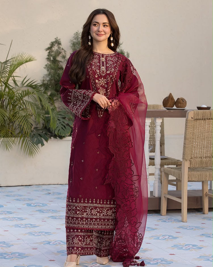 Qalamkar 3 PC Embroidered SK 7034
