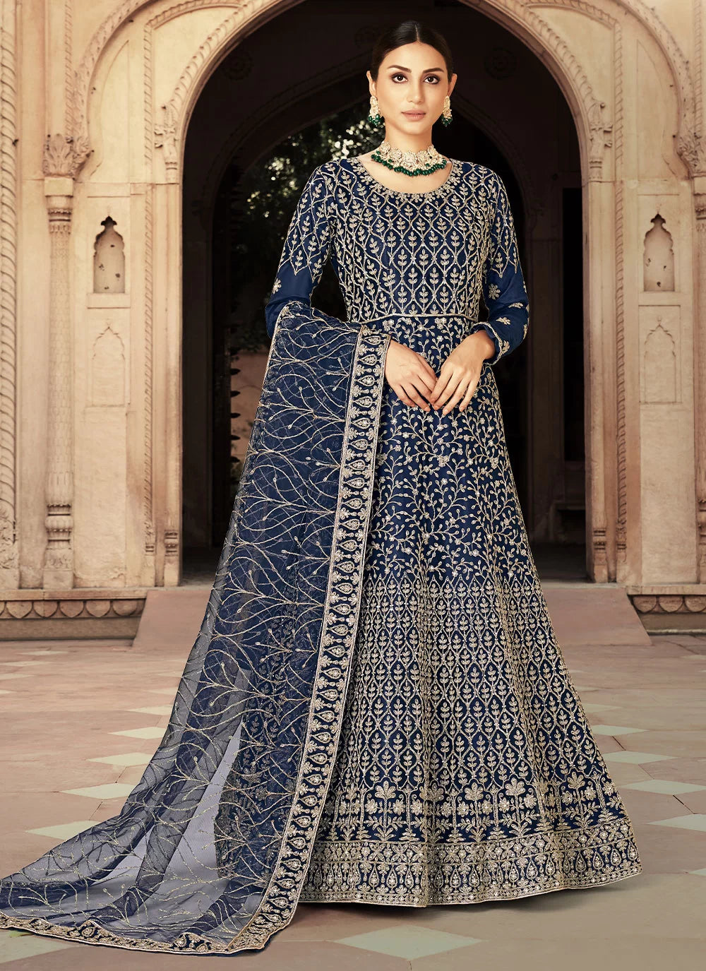 Anarkali Indian Style Maxi Navy Blue