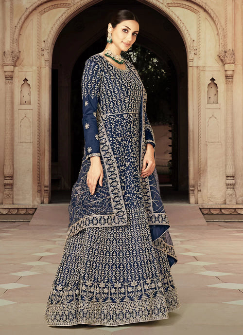 Anarkali Indian Style Maxi Navy Blue