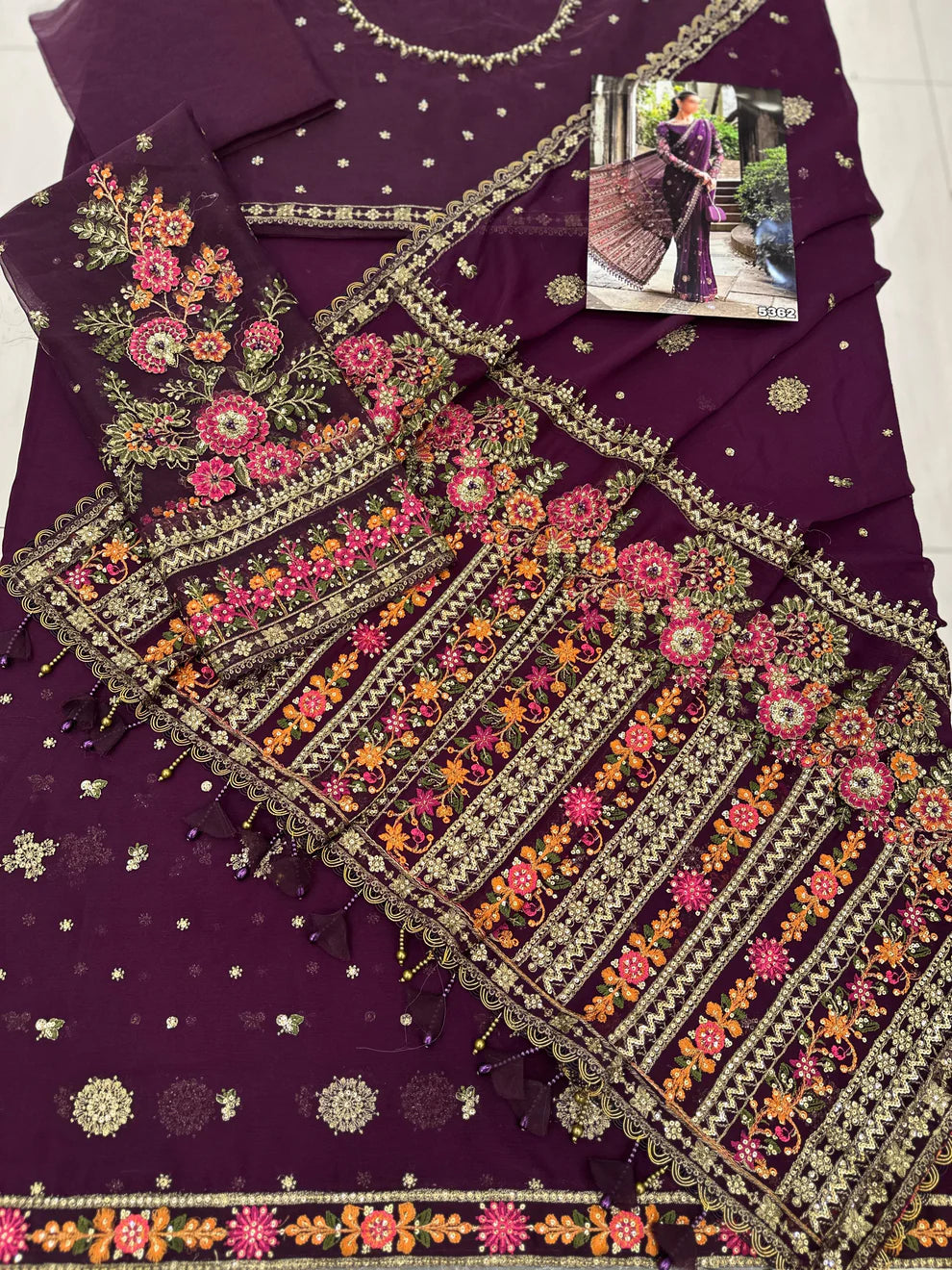 Maria.B Soiree Embroidered Chiffon Saree SR 5027