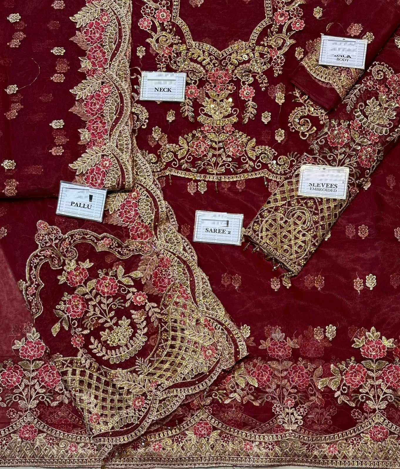 Maria b Maroon Exclusive Saree Soft Net SR 5018