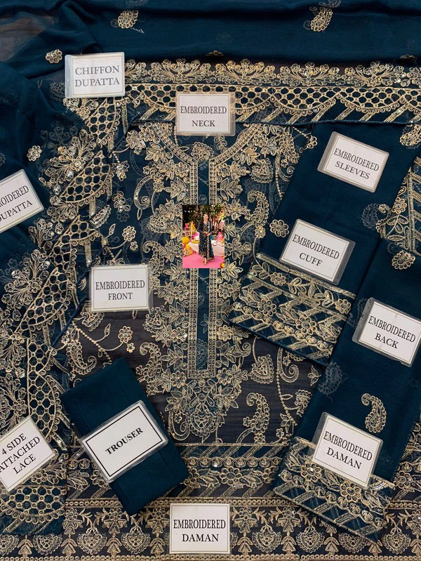 Asim Jofa Zinc Luxury Chiffon Embroidered 3 piece Unstitched SK 7040