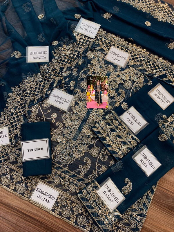 Asim Jofa Zinc Luxury Chiffon Embroidered 3 piece Unstitched SK 7040