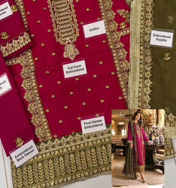 Asim Jofa Luxury Chiffon Embroidered Unstitched SK