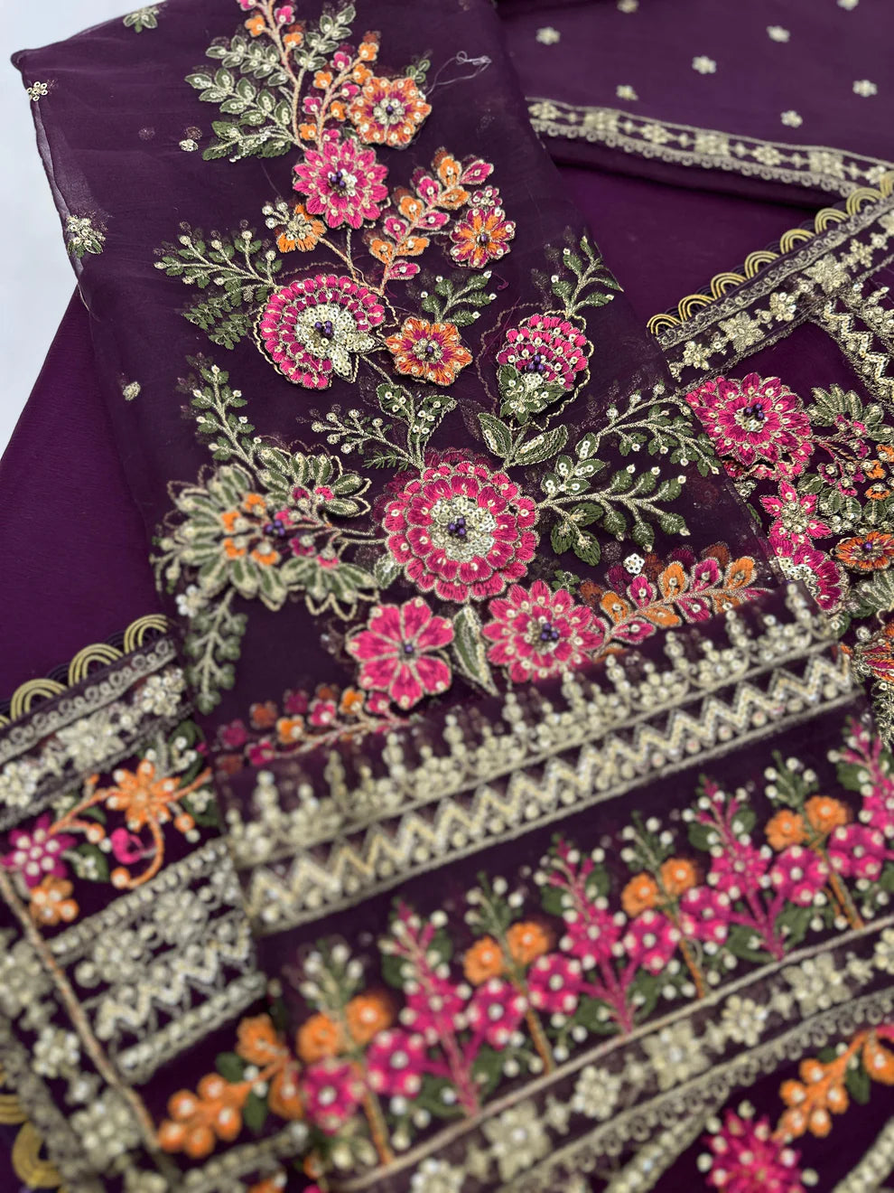 Maria.B Soiree Embroidered Chiffon Saree SR 5027