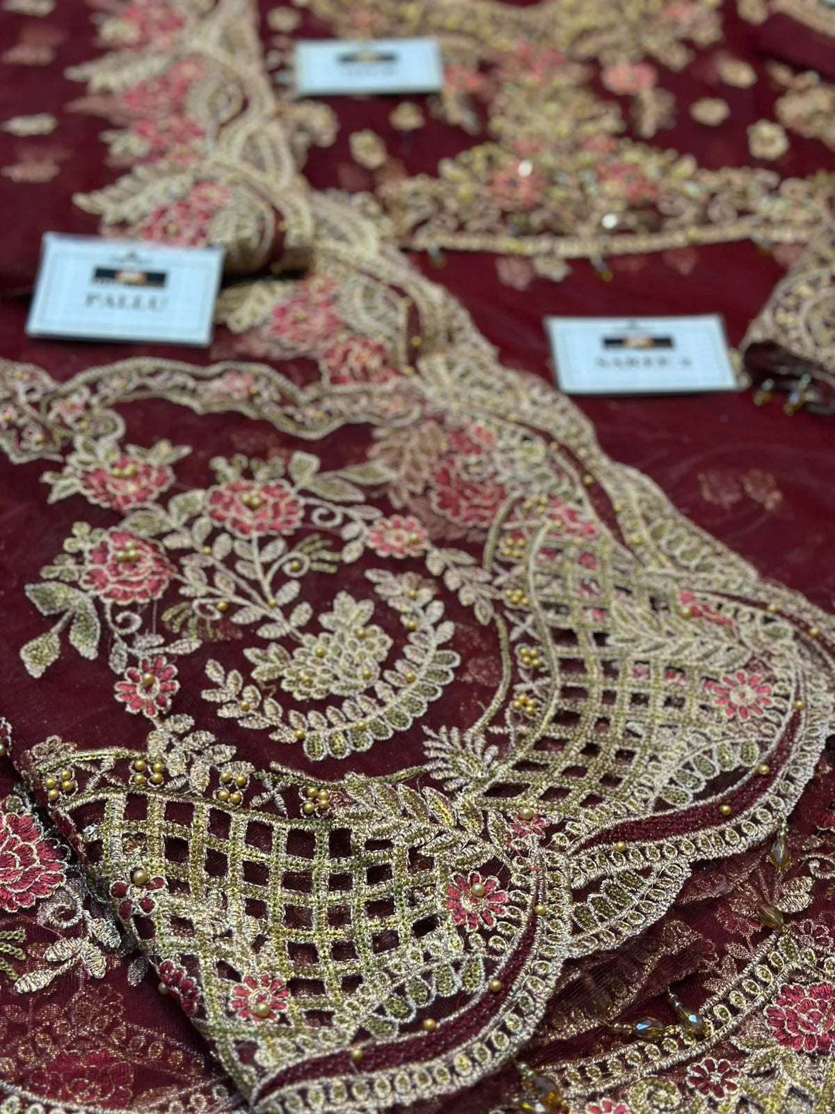 Maria b Maroon Exclusive Saree Soft Net SR 5018