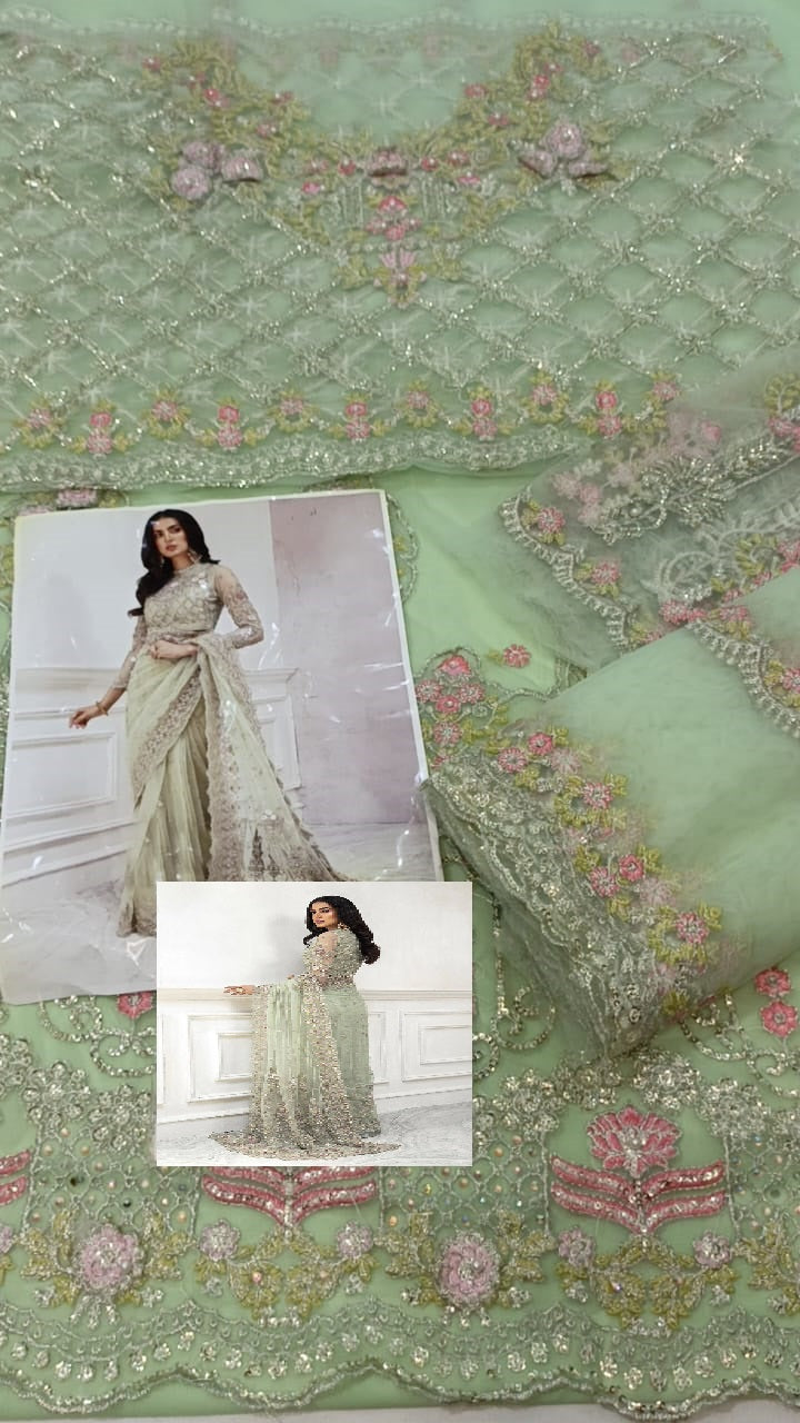 Maria B Embroidered Luxury Net Saree unstitched SR 5022