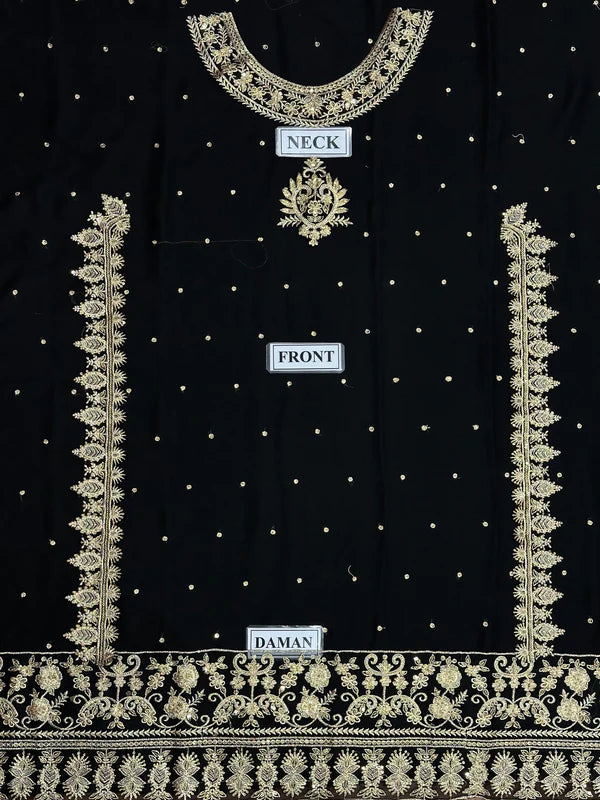 Haseen's Chiffon Embroidered Dress With Chiffon Dupatta SK 7077