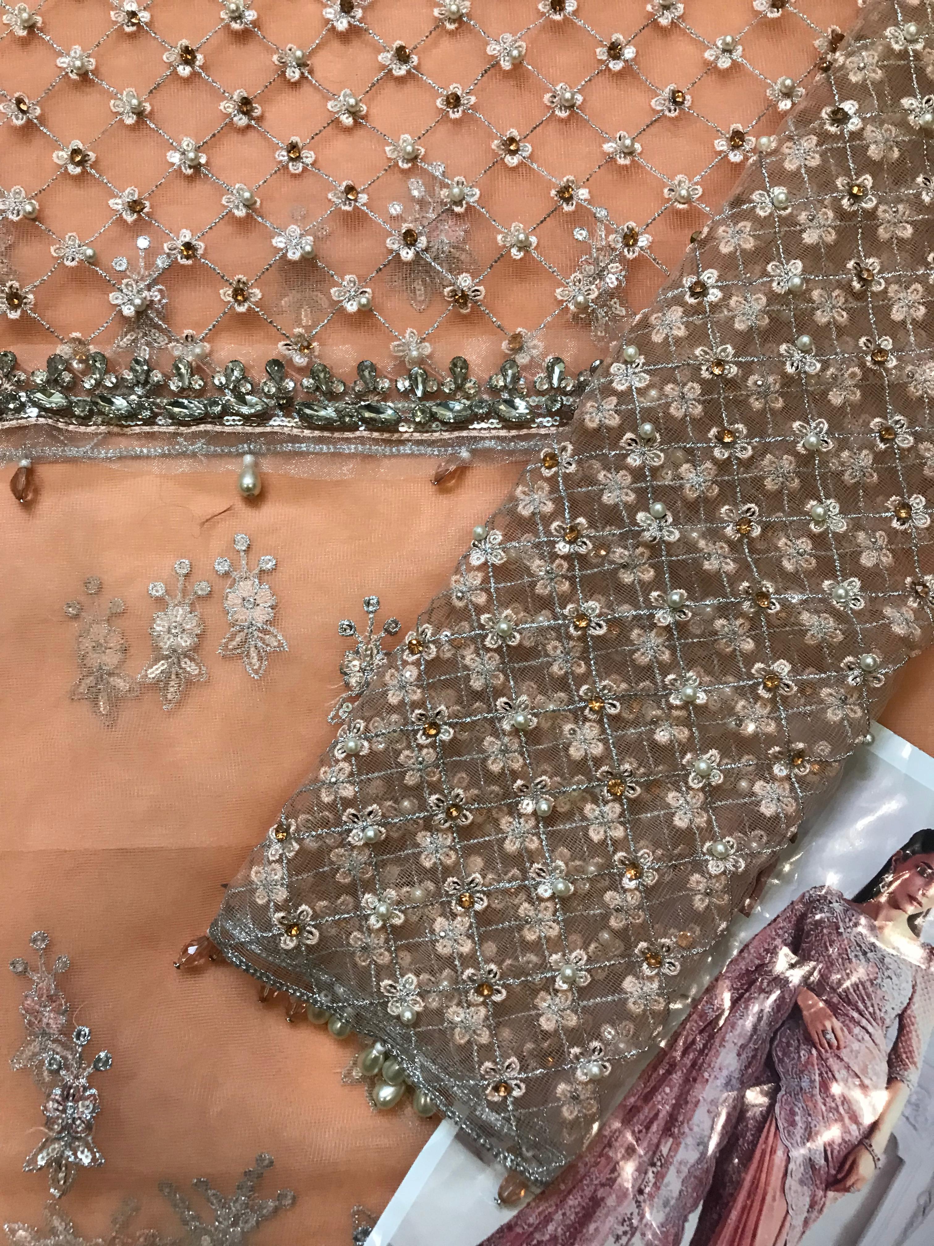 Maria B Couture Peach Saree Collection SR 5014