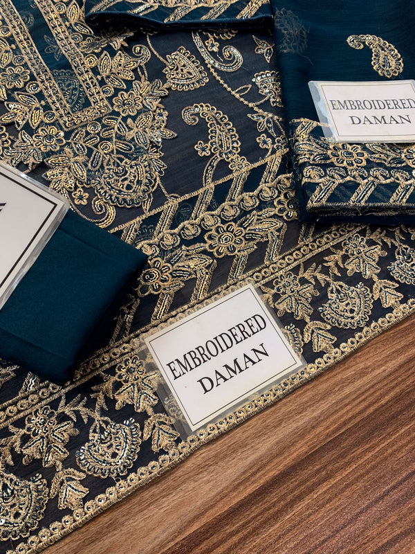 Asim Jofa Zinc Luxury Chiffon Embroidered 3 piece Unstitched SK 7040