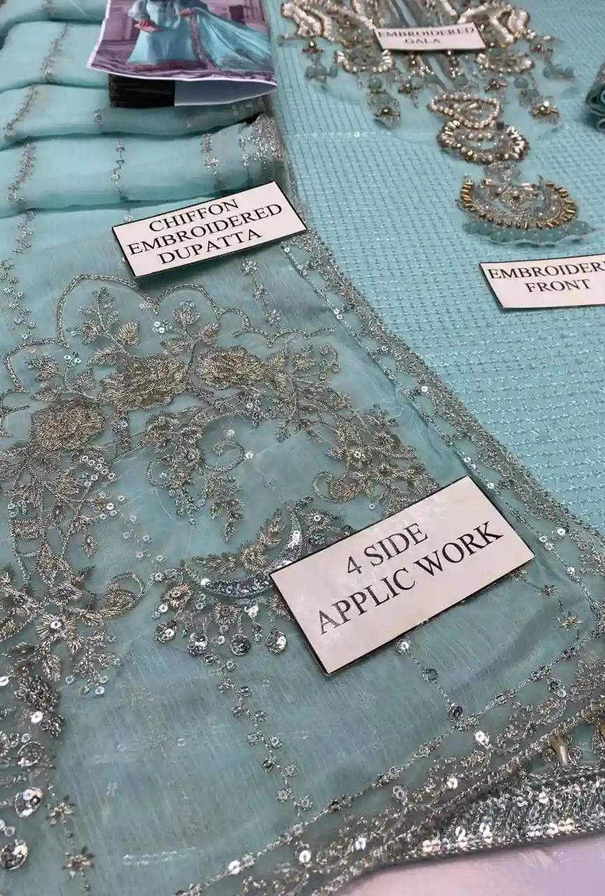 Maria B Chiffon Embroidered & Hand Embellished SK 7091g