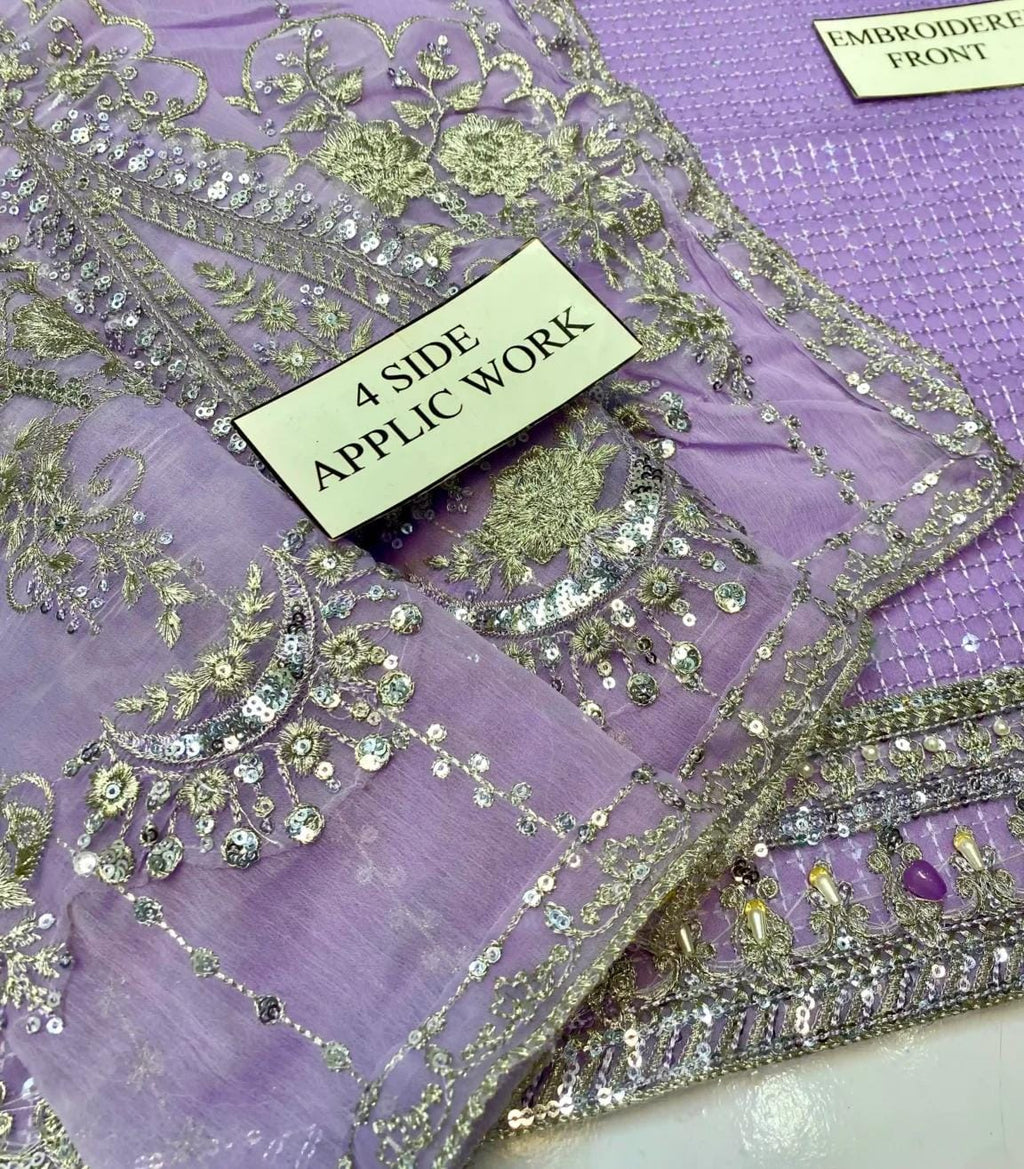 Maria B Chiffon Embroidered & Hand Embellished SK 7091p