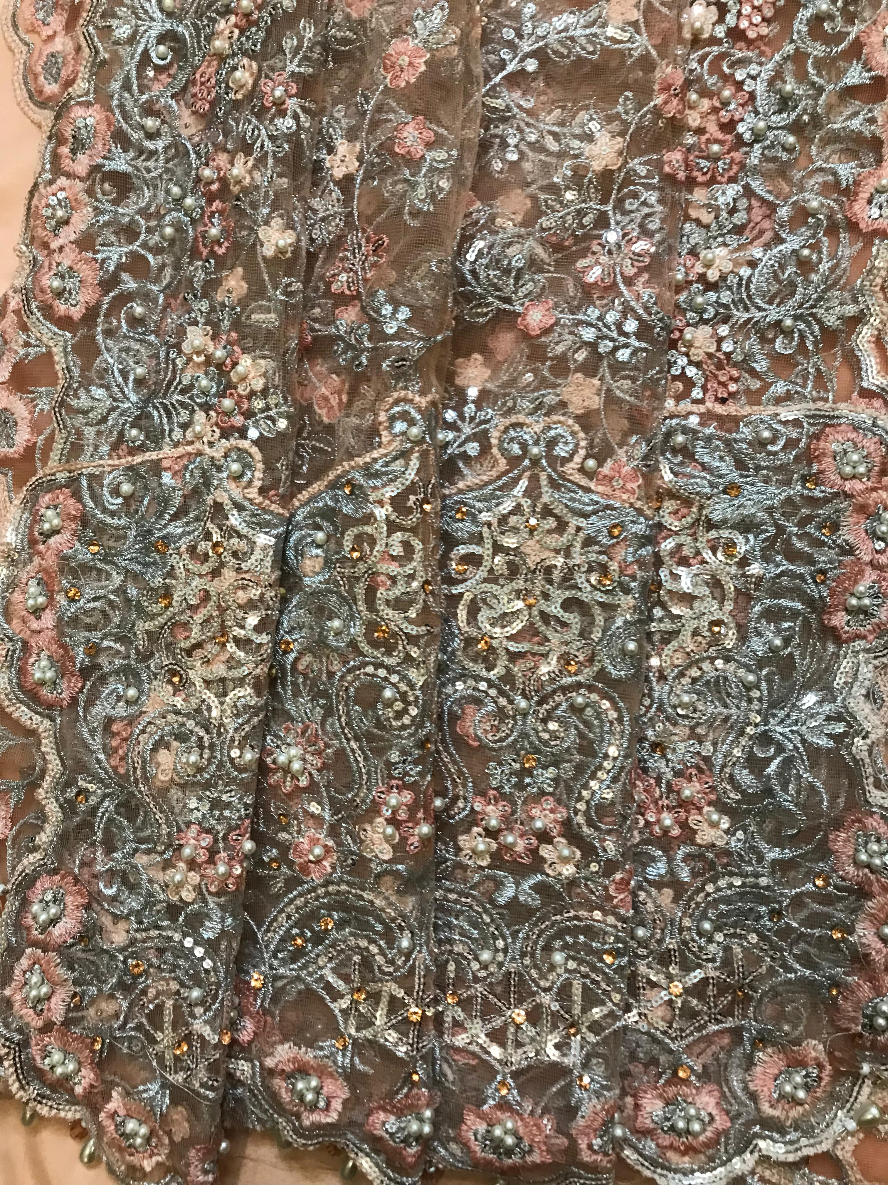 Maria B Couture Peach Saree Collection SR 5014