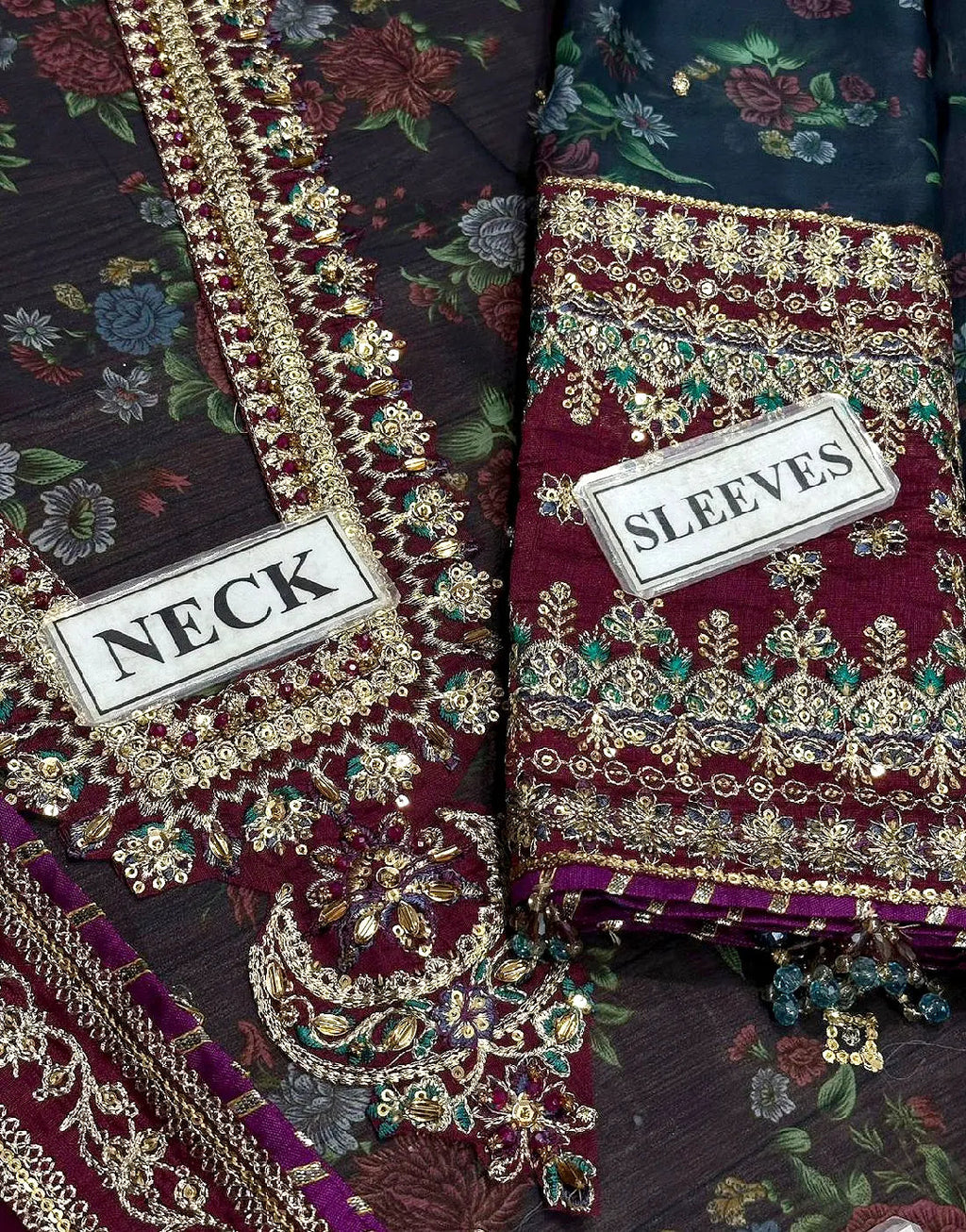 Baroque Luxury Chiffon Embroidered Dress SK 7055