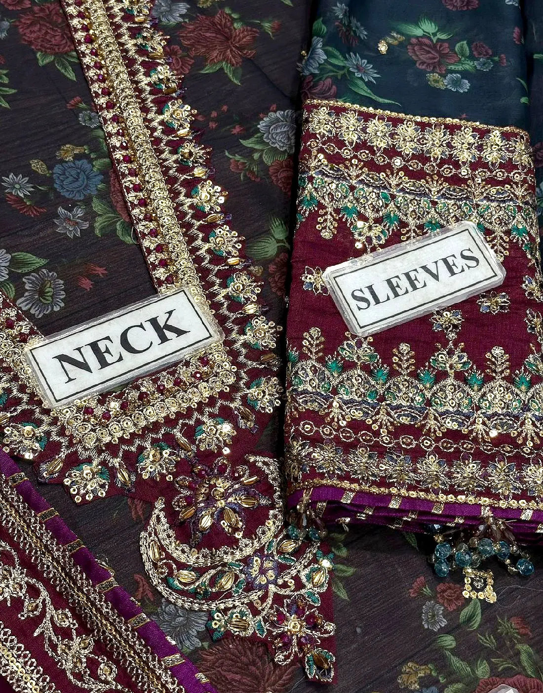 Baroque Luxury Chiffon Embroidered Dress SK 7055