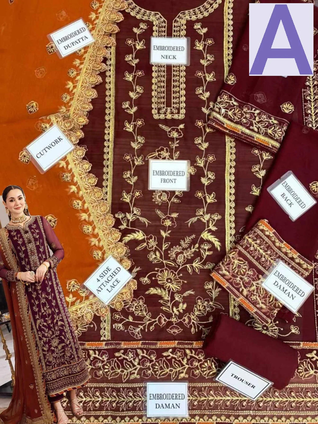 Asim Jofa Chiffon Dress SK 7028