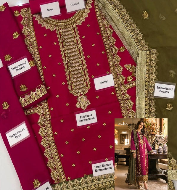 Asim Jofa Luxury Chiffon Embroidered Unstitched SK