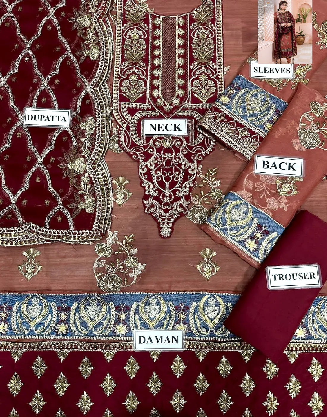 Chandni By Asim Jofa Embroidered Chiffon Suit SK 7043