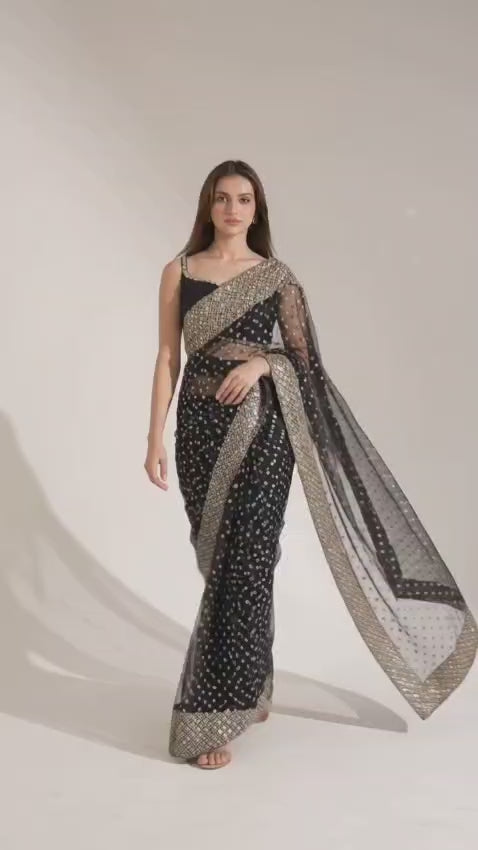 New Embroidered Original Fendi Silk Saree SR 5036-3