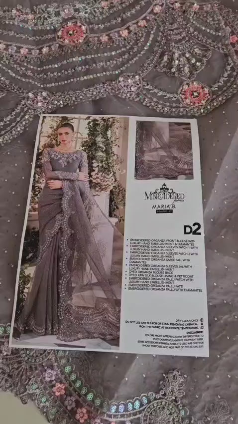 Maria B Net Saree Embroidered & Hand Embellished SR 5020