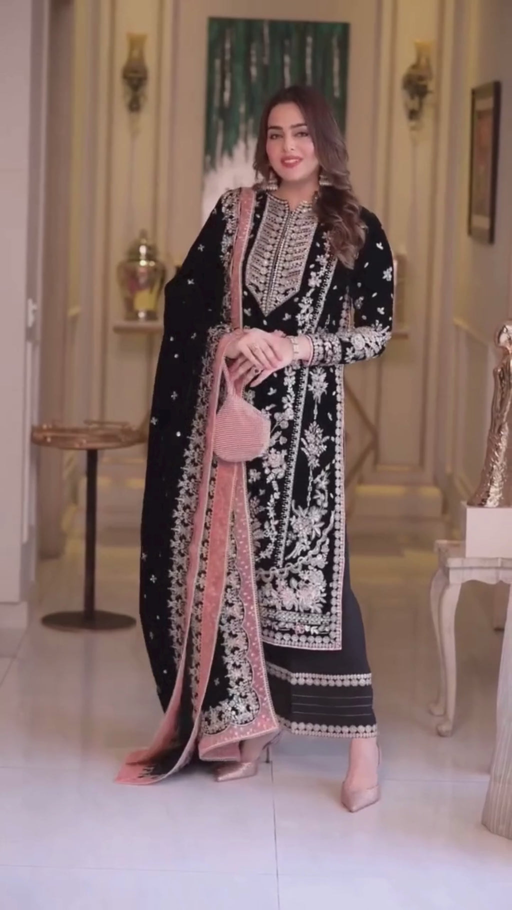 Aneela's Collection Black Chiffon Dress SK 7092