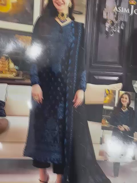 Asim Jofa Chiffon Dress Black SK 7015
